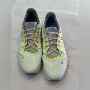 On Running Athletic Shoes in White and Neon Green